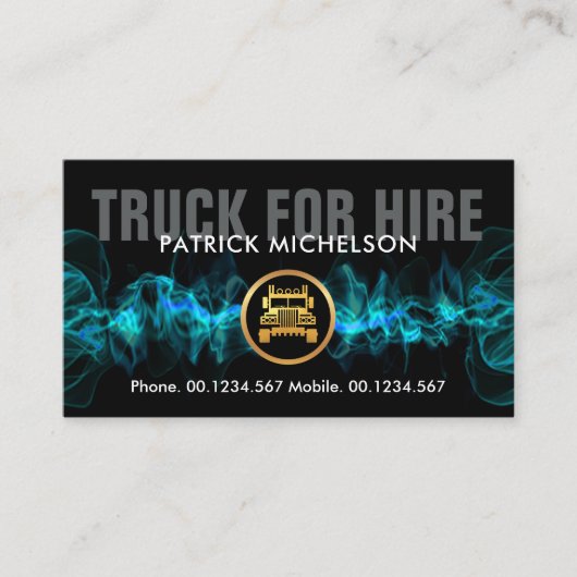 Cool Hot Blue Electric Lightning Gold Semi Truck Visitekaartje (Voorkant)