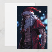 Cool Hot Buff Sixpack Badass Santa Claus Anime Feestdagenkaart (Voorkant / Achterkant)