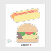 Cool Hot Dog met Stripes en Hamburger Sticker (Vel)