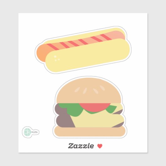 Cool Hot Dog met Stripes en Hamburger Sticker (Vel)