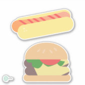 Cool Hot Dog met Stripes en Hamburger Sticker (Voorkant)