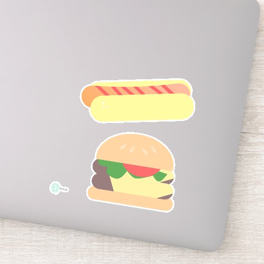 Cool Hot Dog met Stripes en Hamburger Sticker (Detail)