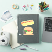 Cool Hot Dog met Stripes en Hamburger Sticker (iPad Cover)