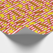 Cool Hot Dogs Mosterd spat rode witte strepen Cadeaupapier (Hoek)