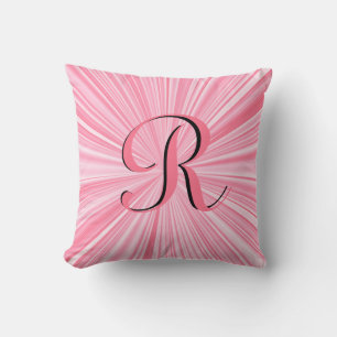 Cool Hot Pink Color Burst Monogram Initiaal Aangep Kussen