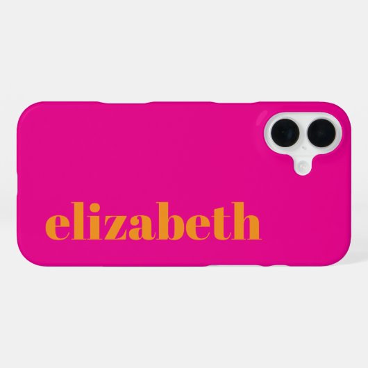 Cool Hot Roze en Oranje Naam Sjabloon iPhone Hoesje (Achterkant horizontaal)