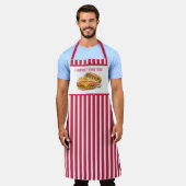 Cool hotdog-leveranciers voegen tekst toe schort (Gedragen)