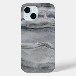 Cool Houtskool Grijs Abstract Waterverf Schilderen iPhone 15 Case