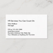 Cool Human Resources Theme Visitekaartjes (Achterkant)