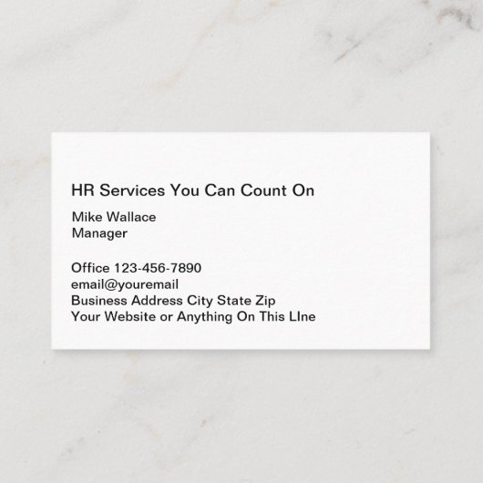 Cool Human Resources Theme Visitekaartjes (Achterkant)