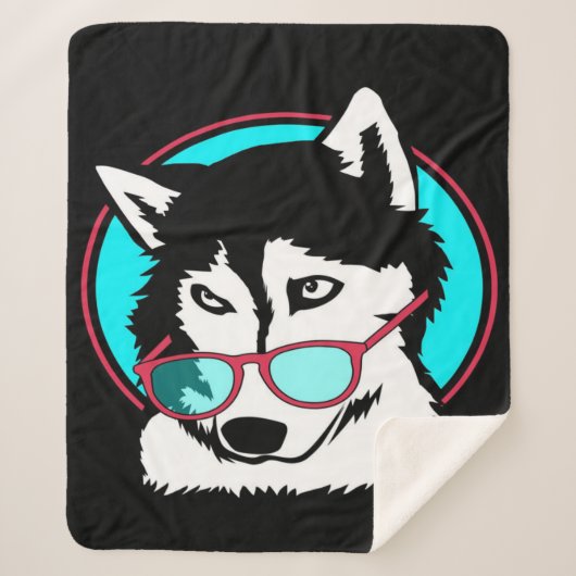 Cool Husky Alaskan Wearing Glasses Lovers Sherpa Deken (Voorkant)