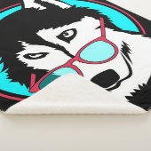 Cool Husky Alaskan Wearing Glasses Lovers Sherpa Deken (3/4)