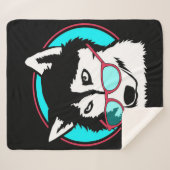 Cool Husky Alaskan Wearing Glasses Lovers Sherpa Deken (Voorkant (horizontaal))