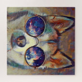 Cool Husky Dog die zonnebril draagt Jigzaag Puzzle Legpuzzel (Horizontaal)