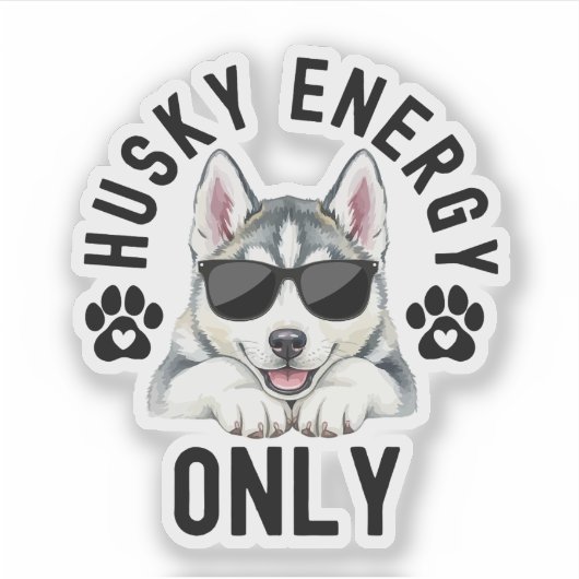 Cool Husky Dog Energy Sticker (Voorkant)