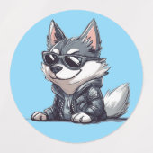 Cool Husky – Stijlvolle Badass Hond in Lederen Jas Labels (Design 2)