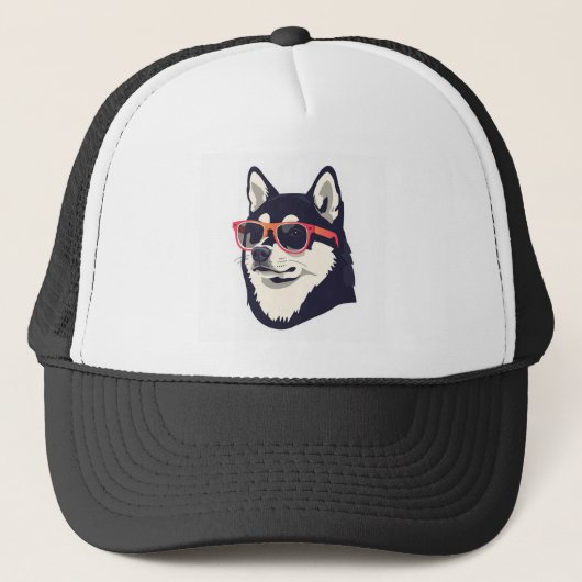 Cool HuskyCustom Foam Trucker Hoed, Wit en Zwart Pet (Voorkant)