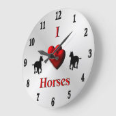 Cool I Hart Horses Design Twaalf Digits Large Clo Grote Klok (Hoek)