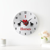 Cool I Hart Horses Design Twaalf Digits Large Clo Grote Klok (Huis)