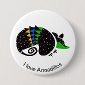 Cool I love ARMADILLO - Bedreigde dieren grafiek Ronde Button 7,6 Cm (Voorkant)