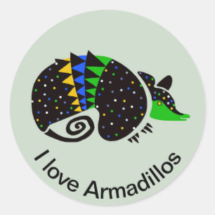 Cool I love ARMADILLOS - Wildlife - Dier Ronde Sticker