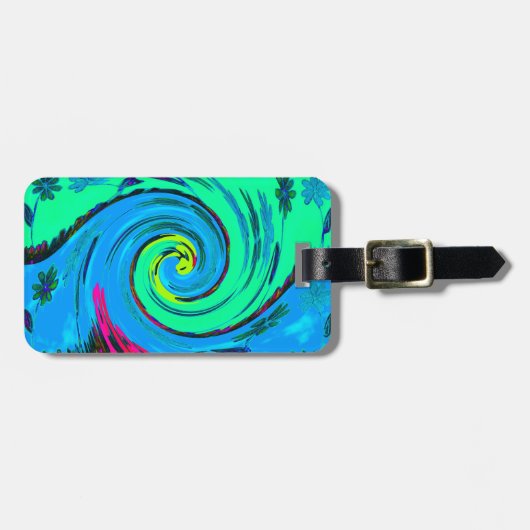 Cool I Love Hawaii: Floral Pop Patroon Design Bagagelabel (Voorkant horizontaal)