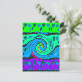 Cool I Love Hawaii: Floral Pop Patroon Design Briefkaart (Staand voorkant)