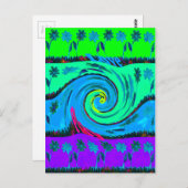Cool I Love Hawaii: Floral Pop Patroon Design Briefkaart (Voorkant / Achterkant)