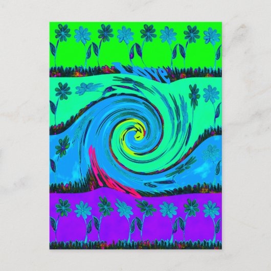 Cool I Love Hawaii: Floral Pop Patroon Design Briefkaart (Voorkant)