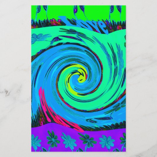 Cool I Love Hawaii: Floral Pop Patroon Design Briefpapier (Voorkant)