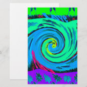 Cool I Love Hawaii: Floral Pop Patroon Design Briefpapier (Voorkant / Achterkant)