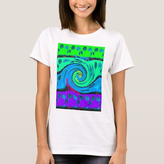Cool I Love Hawaii: Floral Pop Patroon Design T-shirt (Voorkant)