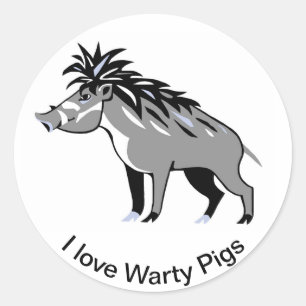 Cool I love Warty PIGS - Dierenvriend - Natuur - - Ronde Sticker