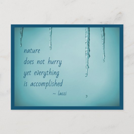 Cool Ice Blue WaterDrops Melding Icicles Zen Quote Briefkaart (Voorkant)