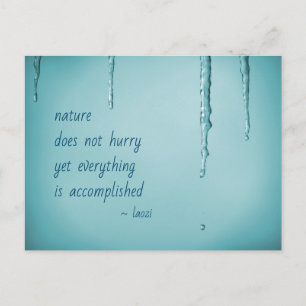 Cool Ice Blue WaterDrops Melding Icicles Zen Quote Briefkaart