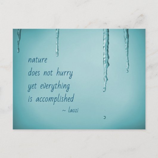 Cool Ice Blue WaterDrops Melding Icicles Zen Quote Briefkaart (Voorkant)