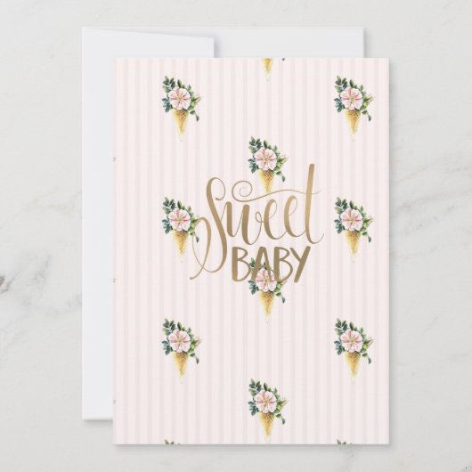 Cool Ice Cream Bloem Gestreept Verjaardag Kaart (Achterkant)