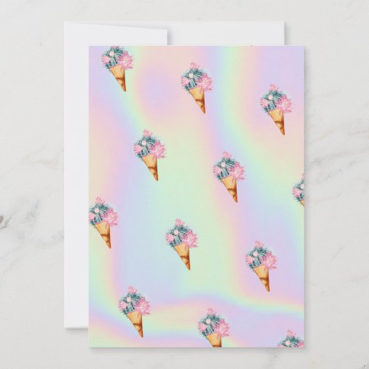 Cool Ice Cream Cactus Holografische Verjaardag Kaart (Achterkant)