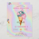 Cool Ice Cream Cactus Holografische Verjaardag Kaart (Voorkant / Achterkant)