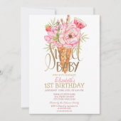 Cool Ice Cream Fruits Striped Birthday Invitation Kaart (Voorkant)