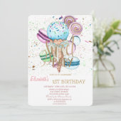 Cool Ice Cream Macaroons gestreept op zaterdag Kaart (Staand voorkant)