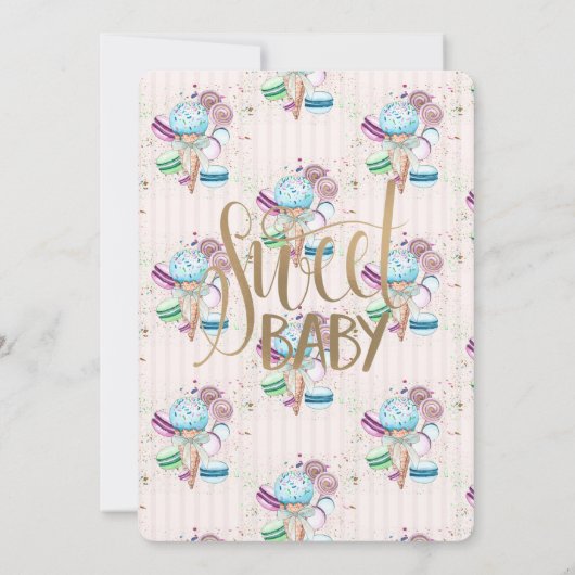 Cool Ice Cream Macaroons gestreept op zaterdag Kaart (Achterkant)