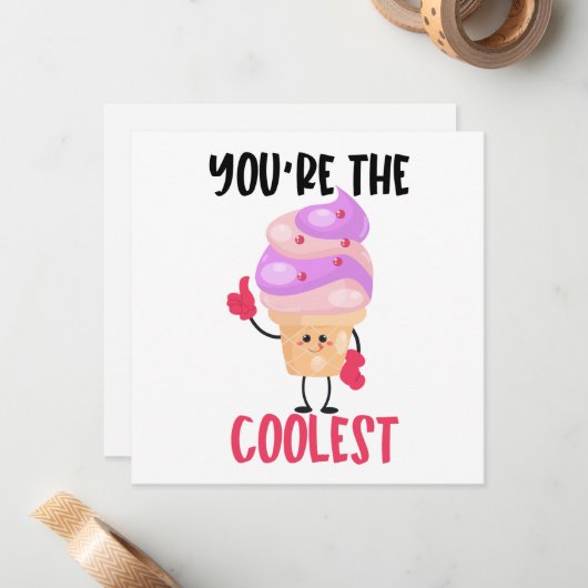 Cool Ice Cream Pun Notitiekaartje (Voorkant / Achterkant in situ)