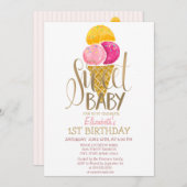 Cool Ice Cream striped Birthday Kaart (Voorkant / Achterkant)