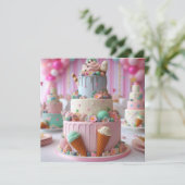 COOL ICE CREAM THEMA KINDEREN VERJAARDAGSTAART KAART (Staand voorkant)