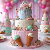 COOL ICE CREAM THEMA KINDEREN VERJAARDAGSTAART KAART