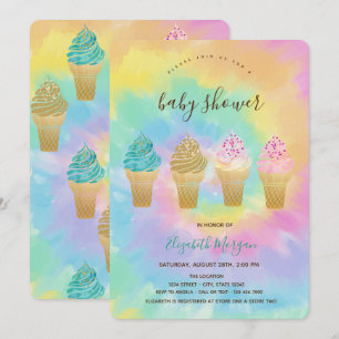 Cool Ice Creams Colorful Tie Dye Baby shower Kaart