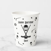 Cool Ice Hockey Zwart-wit Verjaardagsfeest Papieren Bekers (Achterkant)