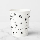 Cool Ice Hockey Zwart-wit Verjaardagsfeest Papieren Bekers (Links)