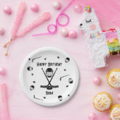 Cool Ice Hockey Zwart-wit Verjaardagsfeest Papieren Bordje (Feest)